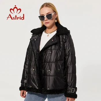 Astrid kadın Sonbahar kış ceket Kısa Kuzu yün Moda ceket Kadın Ceket Ince pamuk sıcak Parka artı boyutu Kürk ceketler AM-9775