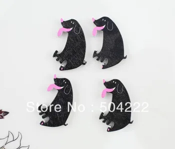 250 adet Sevimli Kawaii kitsch yapıştırma siyah köpek ahşap Ahşap Cabochon göz alıcı boncuk düğmeler boyutu 30mm