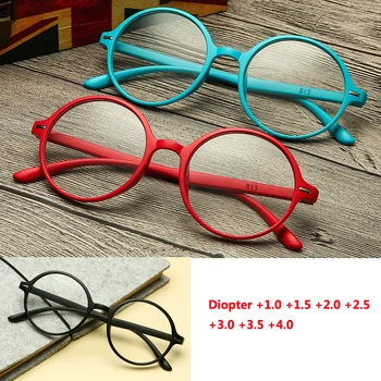 Diyoptri +1.0 +1.5 +2.0 +2.5 +3.0 +3.5 +4.0 Yeni Yuvarlak Çerçeve okuma gözlüğü TR90 Moda HD Reçine Presbiyopik Gözlük