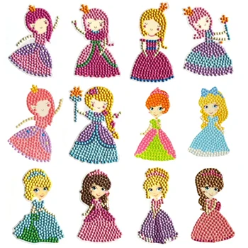 Karikatür Prenses Elmas DIY Sanat Mozaik Sticker 5D Elmas Boyama Çıkartmalar Çocuklar İçin Kolay Boya by Numbers Kitleri Çocuk Kız