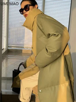 UMİ MAO Kış sıcak kadın Aşağı Ceket Peluş Aşağı Ceket Orta uzunlukta Yeni Kalın Gevşek Ceket Kadın Rahat Gevşek Siyah Dış Giyim