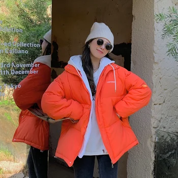 Kadın Kış Aşağı Ceket Katı Kirpi Ceket Gevşek Bayanlar Yastıklı Kalın Parkas Boy Kore Tarzı Dış Giyim Kadın 2021