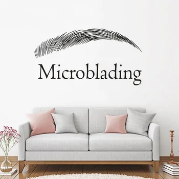 Kaşları Microblading Logo Duvar Sticker Güzellik Salonu Iç Dekor Kaşları Tasarım Vinil Duvar Çıkartması Microblading Işareti Posteri AZ672
