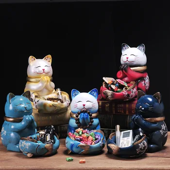 Zhaocaı kedi dekorasyon yaratıcı ev yapımı şarap dolabı sundurma dekorasyon ayakkabı dolabı anahtar saklama tepsisi dükkanı açılış hediye