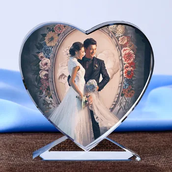 1 Adet Yenilik Düğün Kristal Cam Fotoğraf Çerçevesi Aşk Ekran DIY Özel Kişiselleştirilmiş Çocuk doğum günü hediyesi Ev Dekor Fotoğraf Montuur