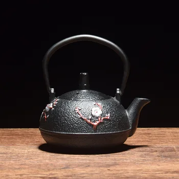 Japon demir tencere Altın kaplama Demir Demlik Kaplanmamış Çay Seti Kaynar Su Isıtıcısı Filtre Ekranı ile Demir Döküm Çaydanlık İsınma Suyu 2