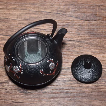 Japon demir tencere Altın kaplama Demir Demlik Kaplanmamış Çay Seti Kaynar Su Isıtıcısı Filtre Ekranı ile Demir Döküm Çaydanlık İsınma Suyu 3