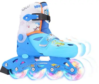 Paten Çocuklar İçin Erkek Kız Paten Çocuk Paten kayak ayakkabıları Sürgülü Ayarlanabilir Dört PU 4 Tekerlekli paten 5