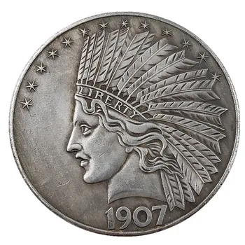 Kopya Para Meksika Maya El Sanatları 1907 Hint Gümüş Dolar Gümüş Yuvarlak hatıra parası