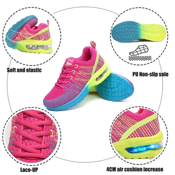 ALIUPS Kadın Tenis Ayakkabıları hava yastığı 4 CM Yükseklik Artış Örgü Spor Sneakers Spor Nefes Kadın Yürüyüş Eğitmenler Ayakkabı 2