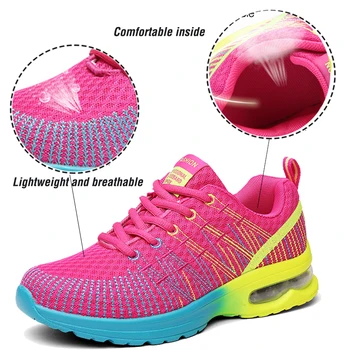 ALIUPS Kadın Tenis Ayakkabıları hava yastığı 4 CM Yükseklik Artış Örgü Spor Sneakers Spor Nefes Kadın Yürüyüş Eğitmenler Ayakkabı 4