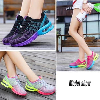 ALIUPS Kadın Tenis Ayakkabıları hava yastığı 4 CM Yükseklik Artış Örgü Spor Sneakers Spor Nefes Kadın Yürüyüş Eğitmenler Ayakkabı 5