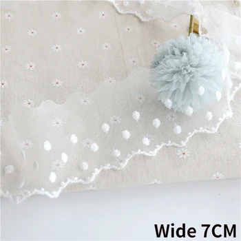 7CM Genişliğinde Tül Kumaş Beyaz Noktalar Örgü Nakış Şerit Gipür Dantel Kumaş DIY El Sanatları Elbiseler Aplike Headveil Dikiş Dekor