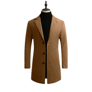 Sonbahar Kış Yeni erkek Yün Palto Erkek İnce Uzun Ceket Moda Butik Katı İnce erkek Trençkot Ceket Artı Boyutu S-5XL