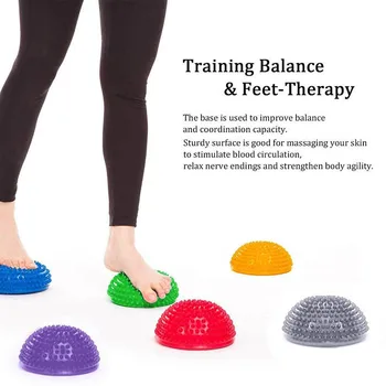 Dikenli Yoga Yarım Topu Ayak Masaj Topları 16 cm PVC Kaymaz Yarımküre Istikrar Pilates Fitness Egzersiz Denge Becerileri Eğitimi 1