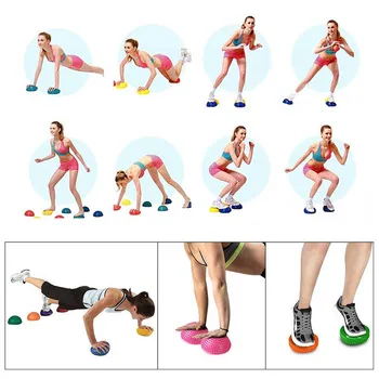 Dikenli Yoga Yarım Topu Ayak Masaj Topları 16 cm PVC Kaymaz Yarımküre Istikrar Pilates Fitness Egzersiz Denge Becerileri Eğitimi 3