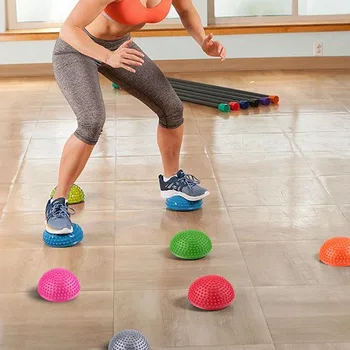 Dikenli Yoga Yarım Topu Ayak Masaj Topları 16 cm PVC Kaymaz Yarımküre Istikrar Pilates Fitness Egzersiz Denge Becerileri Eğitimi 5
