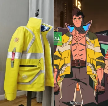 David Martinez Cosplay Kostümleri Sarı ışık Ceket Anime CYBERPUNK EDGERUNNERS Ceketler Erkekler İçin Ceket Hoodie Fermuar Punk 0