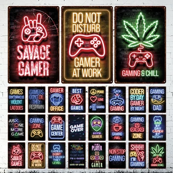 Neon Oyun Bölgesi Metal İşareti Geek Oyun Metal Teneke Poster Perişan Renkli En İyi Oyun Demir Boyama Plak Plakaları El Sanatları ev dekorasyonu