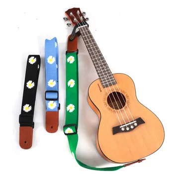 Ukulele Askı Ayarlanabilir Naylon Gitar Kemer Çiçek Baskı Dayanıklı Çocuk Elektrik / Akustik Gitar Sapanlar Aksesuarları