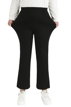 2XL To 9XL Ekstra Büyük Boy kadın pantolonları Yüksek bel Uzun Pantolon Elastik Ayak Bileği Uzunluğu Rahat Pantolon T4627