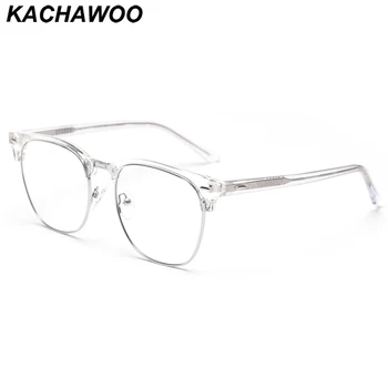 Kachawoo TR90 optik gözlük çerçeve erkek asetat retro gözlük metal yarım çerçeveleri gözlük aksesuarları gri leopar temizle unisex