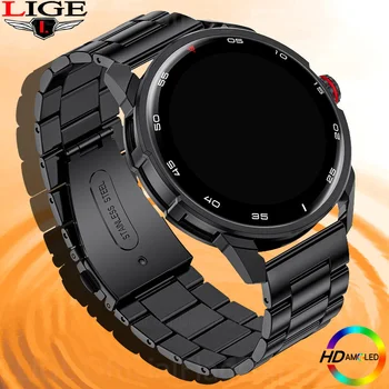 LIGE AMOLED akıllı saat Erkek Kol Saati 1.32 İnç HD Bluetooth Dijital Saatler spor Aktivite İzci Android ıOS İçin Smartwatch