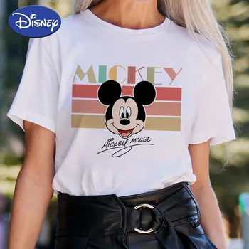 Disney Mickey Mouse Koreli Kadın Moda Genç Rahat İmza T-Shirt Büyük Boy Hipster 90S Disneyland Yaz 2022 Eşleşen