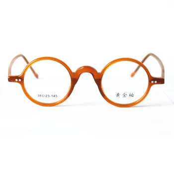 Vintage Küçük Yuvarlak Gözlük Çerçeveleri 38mm Tam Jant Turuncu Altın Erkekler Kadınlar Rx mümkün 1