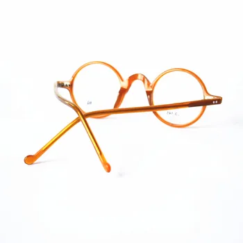 Vintage Küçük Yuvarlak Gözlük Çerçeveleri 38mm Tam Jant Turuncu Altın Erkekler Kadınlar Rx mümkün 2
