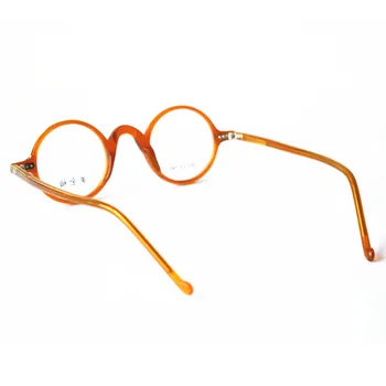 Vintage Küçük Yuvarlak Gözlük Çerçeveleri 38mm Tam Jant Turuncu Altın Erkekler Kadınlar Rx mümkün 3