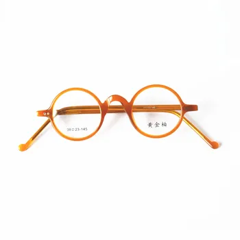 Vintage Küçük Yuvarlak Gözlük Çerçeveleri 38mm Tam Jant Turuncu Altın Erkekler Kadınlar Rx mümkün 4