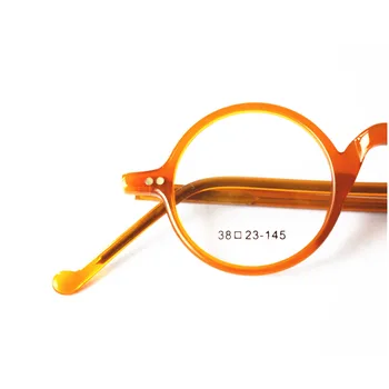 Vintage Küçük Yuvarlak Gözlük Çerçeveleri 38mm Tam Jant Turuncu Altın Erkekler Kadınlar Rx mümkün 5