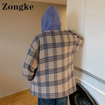 Zongke Ekose kolej ceketi Erkekler Hoodies Ceket Japon Bombardıman Giysileri Kore Rüzgarlık 5XL Harajuku 2022 Bahar Yeni 1