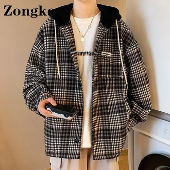 Zongke Ekose kolej ceketi Erkekler Hoodies Ceket Japon Bombardıman Giysileri Kore Rüzgarlık 5XL Harajuku 2022 Bahar Yeni 4