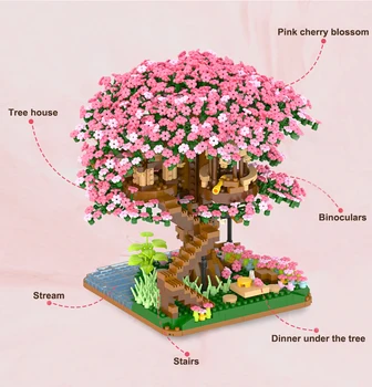 Japon Şehir Mini Arkadaşlar Kiraz Çiçeği Ev MOC fikirleri Sakura Ev Blokları Inari Tapınak Tuğla Modeli Blokları çocuk oyuncakları 2