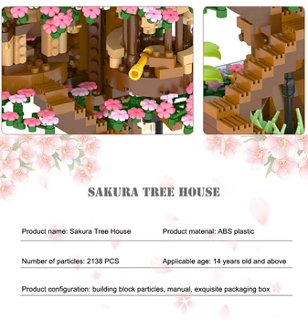 Japon Şehir Mini Arkadaşlar Kiraz Çiçeği Ev MOC fikirleri Sakura Ev Blokları Inari Tapınak Tuğla Modeli Blokları çocuk oyuncakları 3