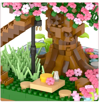 Japon Şehir Mini Arkadaşlar Kiraz Çiçeği Ev MOC fikirleri Sakura Ev Blokları Inari Tapınak Tuğla Modeli Blokları çocuk oyuncakları 4