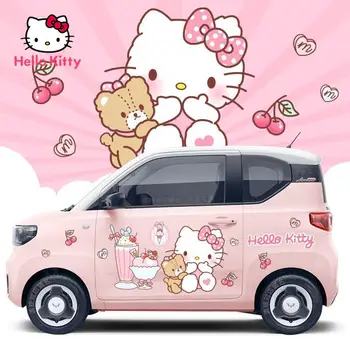 Hello Kitty Araba Sticker Vücut Araba Hood Karikatür dekorasyon çıkartması Araba Kişilik Oluşturmak Yay Ayı Dondurma Elemanı Kız Aşk