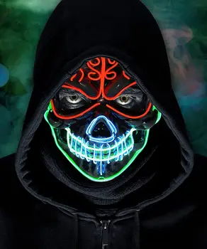 Sıcak Satış LED Maske Parlayan Cadılar Bayramı Partisi Maskesi Rave Maskesi Karnaval Parti Kostüm DJ parti ışığı Up Maskeleri Anime Cosplay Sahne