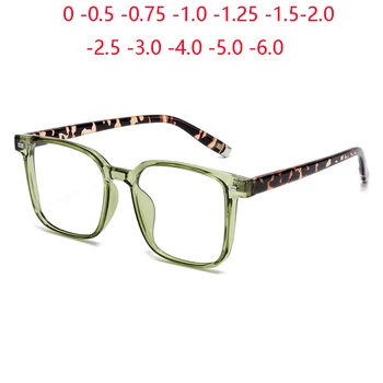 Yeşil Çerçeve Anti Mavi Işınları Kare Eksi Diyoptri Gözlük Reçete TR90 Büyük Boy Kısa görüşlü Gözlük 0 -0.5 -0.75 To -6