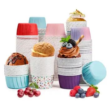 50 adet Cupcake Liner kek kapları Renkli cupcake kağıdı Muffin Kılıfları Kek Kutusu Tarts Tepsi Kek Kalıbı Düğün Doğum Günü Dekor Araçları