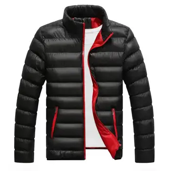 Erkekler Ceket Kış Sıcak Kalınlaştırmak 2021 Ceket Standı Yaka Fermuar Giyim Ceket Polyester Erkek Giyim Lacivert M куртка Yastıklı Aşağı 
