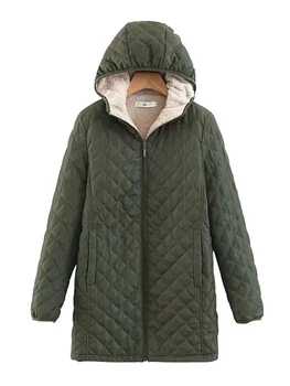 Kadın Kış Giysileri Kapşonlu Bayan Mont ve Ceketler Zarif Moda Pamuk Yastıklı Uzun Parkas Kalın Sıcak Kadife Giyim