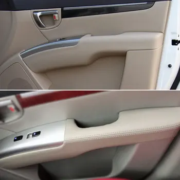 Araba Mikrofiber Deri 2 adet Ön Kapı Kol Dayama Paneli Kapağı Trim Hyundai Santa Fe 2006 İçin 2007 2008 2009 2010 2011 2012