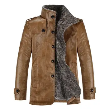 Günlük Giyim için%50 HOTMen ceket düz Renk Peluş suni deri iş kış ceket