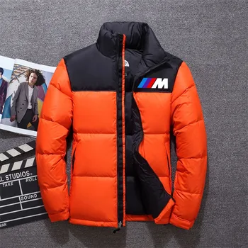 Yeni Pamuk Mont Rahat Standı Yaka Aşağı Sıcak Kirpi Ceketler Erkekler / Bayanlar TopBMW spor araba logosu baskı Kış Marka Parkas
