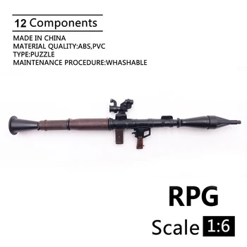 1: 6 Ölçekli RPG Tanksavar Roketatar 4D Silah Modeli Kaplı Plastik Askeri Model Aksesuarları için 12 