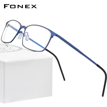 FONEX Saf Titanyum Gözlük Erkek Kare Reçete Gözlük için Kare Yeni Vintage 2020 Optik kore Gözlük Kadın 8551