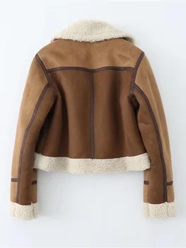 MESTTRAF 2022 Kadınlar Seksi Kalın Sıcak Kış Kürk Suni Deri Ceket Ceket Vintage Uzun Kollu Kadın Streetwear Giyim 1